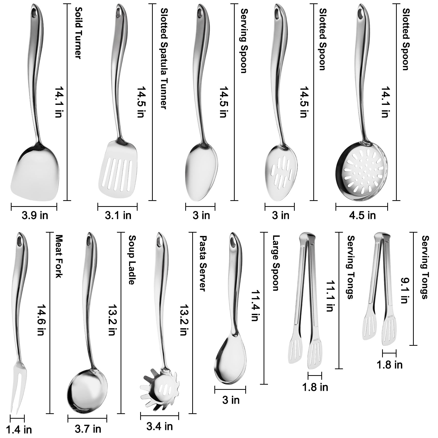 WHIFUTENS 11pc stainless spoon for comfortable stirring and tasting tasks