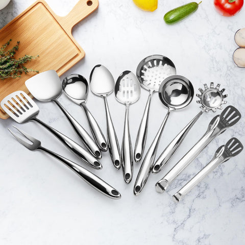 WHIFUTENS 11pc stainless tongs for grilling and flipping with control