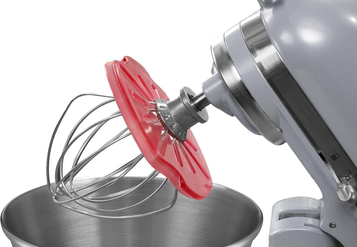 WHISK WIPER PRO red stand-mixer wipe cleans whisk and bowl quickly.