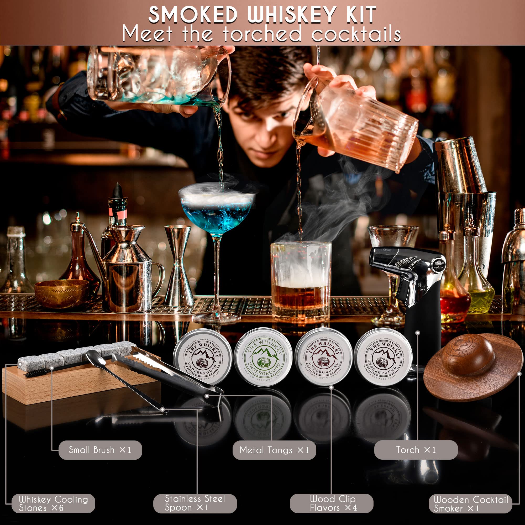 Whiskey Underground smoke top with mesh screen ready for cocktail smoke