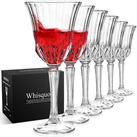 Whisquor wine glasses set of 6 for daily use and elegant entertaining