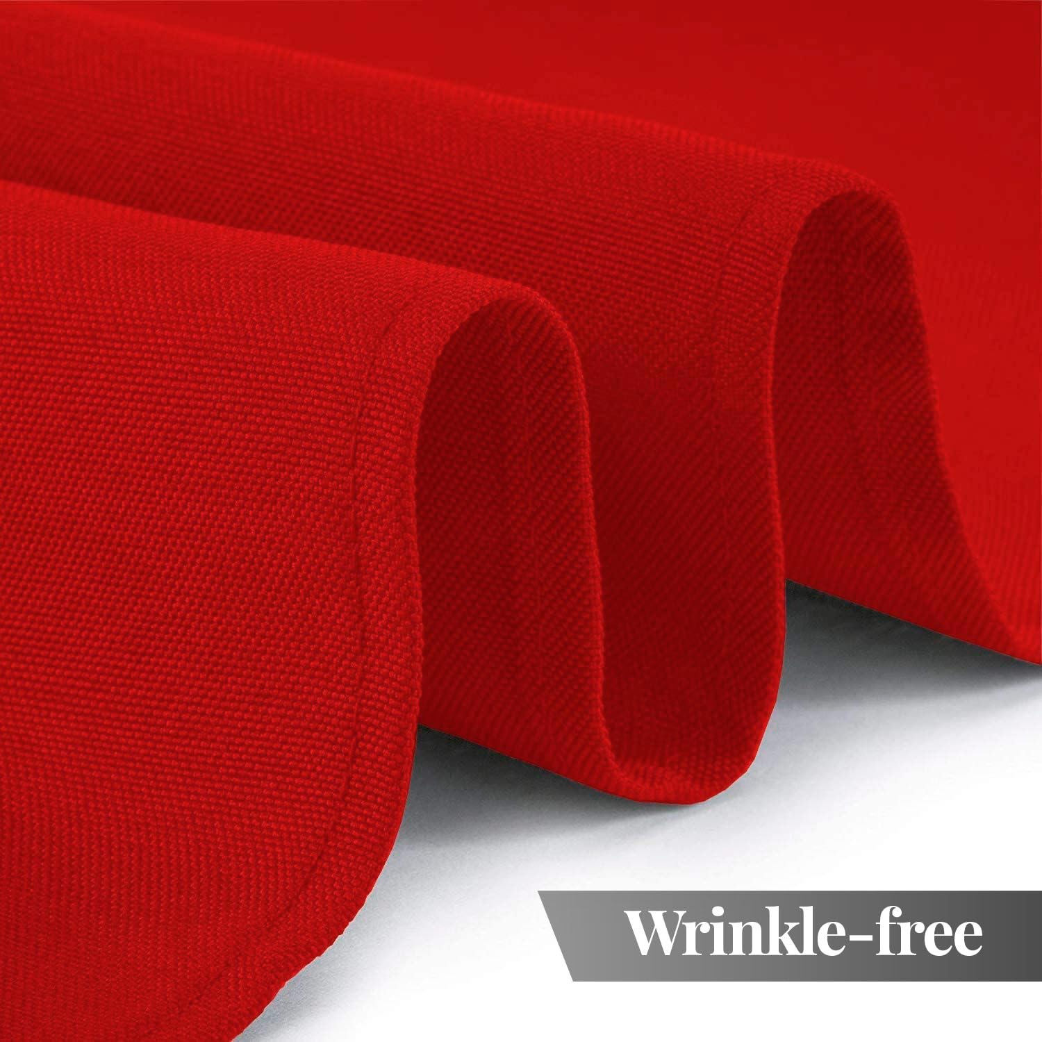 White Classic Wealuxe red tablecloth highlights festive meals and easy cleanup after use.