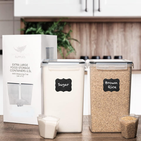 White Feather Supplies clear plastic body showcases contents for quick pantry checks