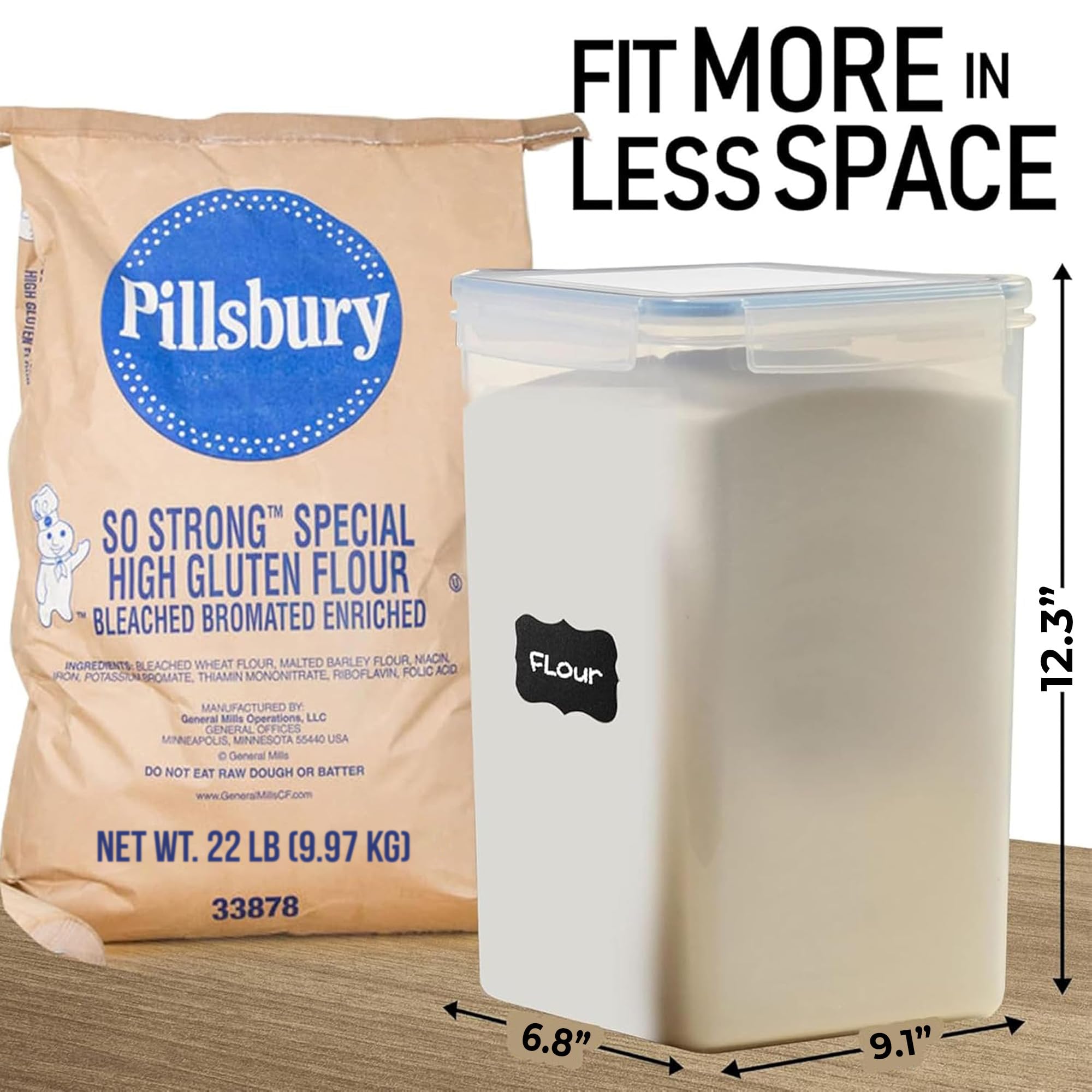 White Feather Supplies 8.5L container with side-locking lid for secure bulk pantry storage.