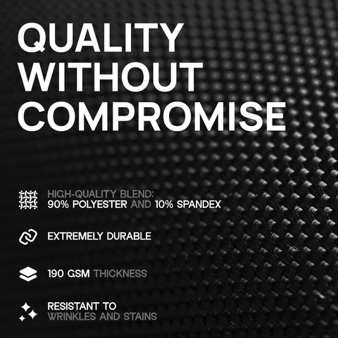 White Classic stain-resistant black table cover maintaining a clean surface