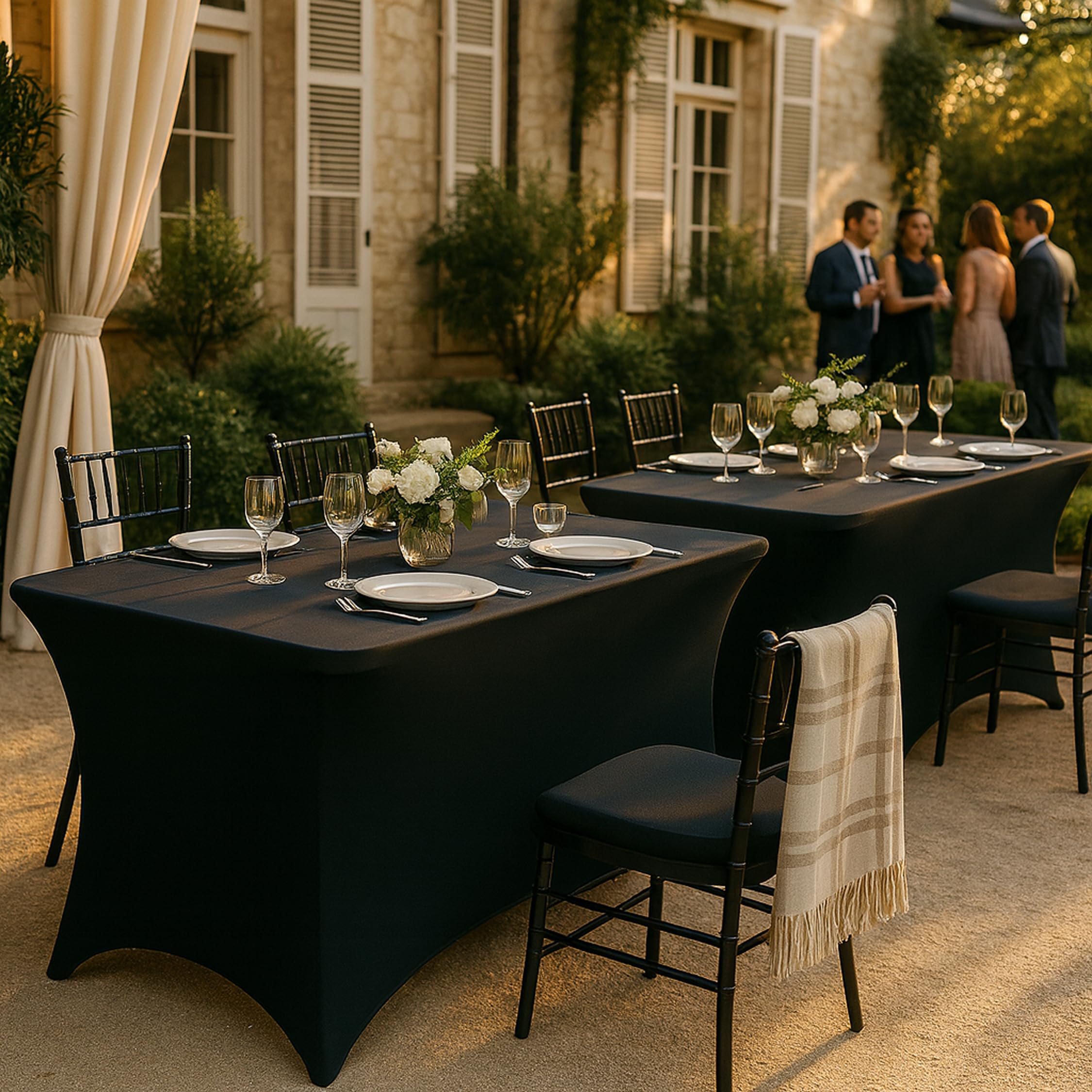 White Classic two-pack of 6ft table covers ready for events