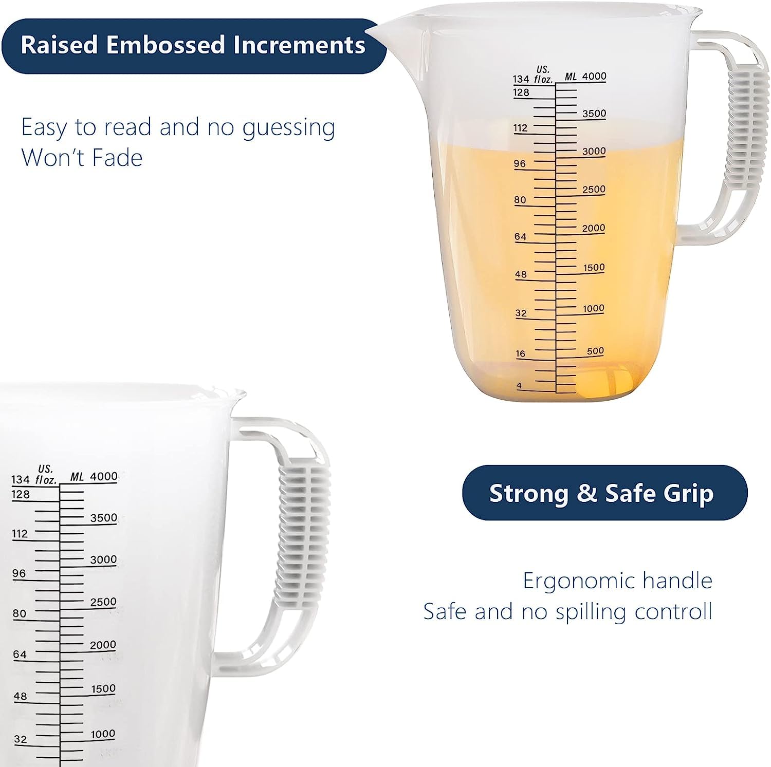 WhiteRhino conversion chart on the pitcher simplifies unit switching.