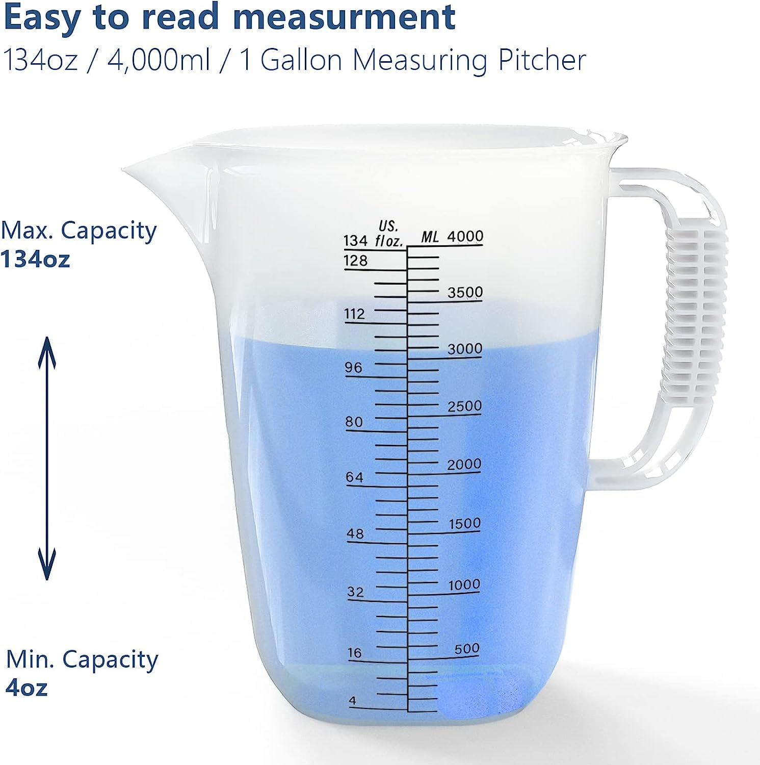 WhiteRhino measuring pitcher side view showing large capacity.