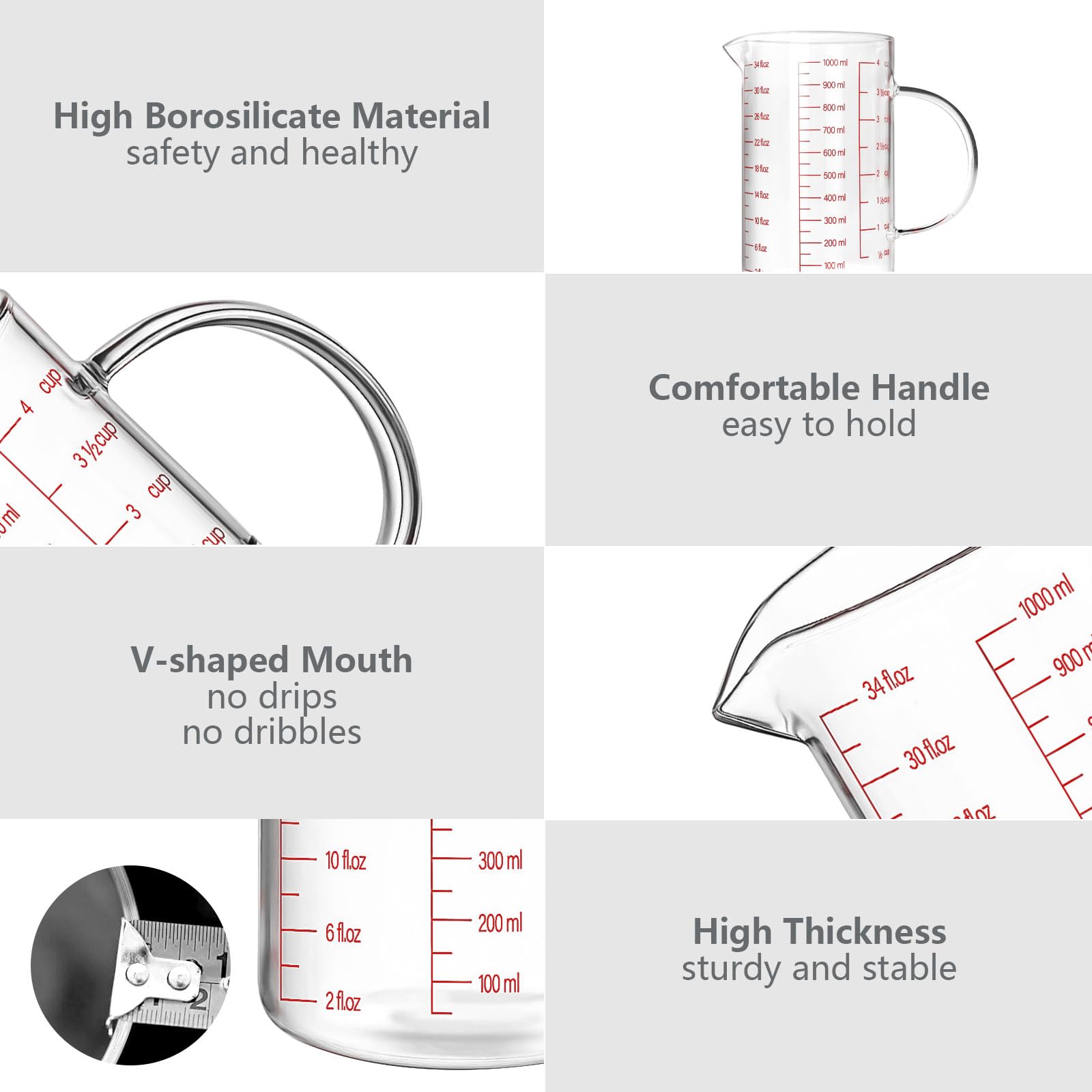 WhiteRhino easy-to-read scales measure cups, ounces, and milliliters