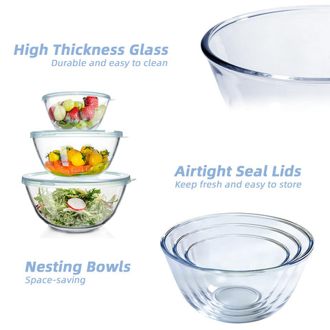 WhiteRhino glass mixing bowl 1.1qt with lid, perfect for small portions and leftovers.