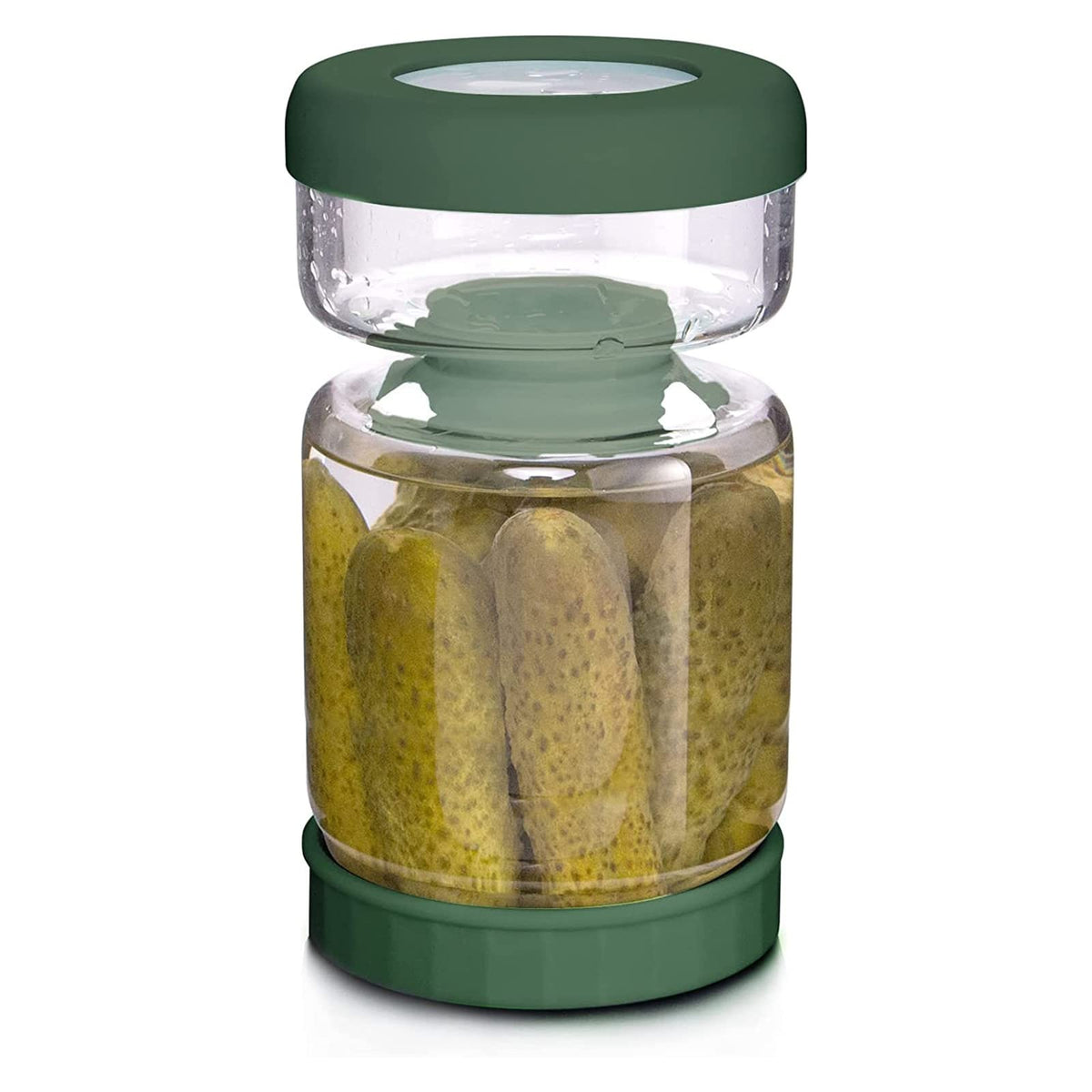 WhiteRhino glass pickle jar 34oz for easy brine viewing and portion control.
