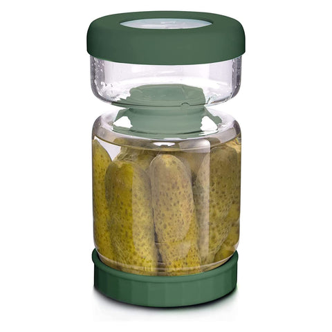 WhiteRhino glass pickle jar 34oz for easy brine viewing and portion control.
