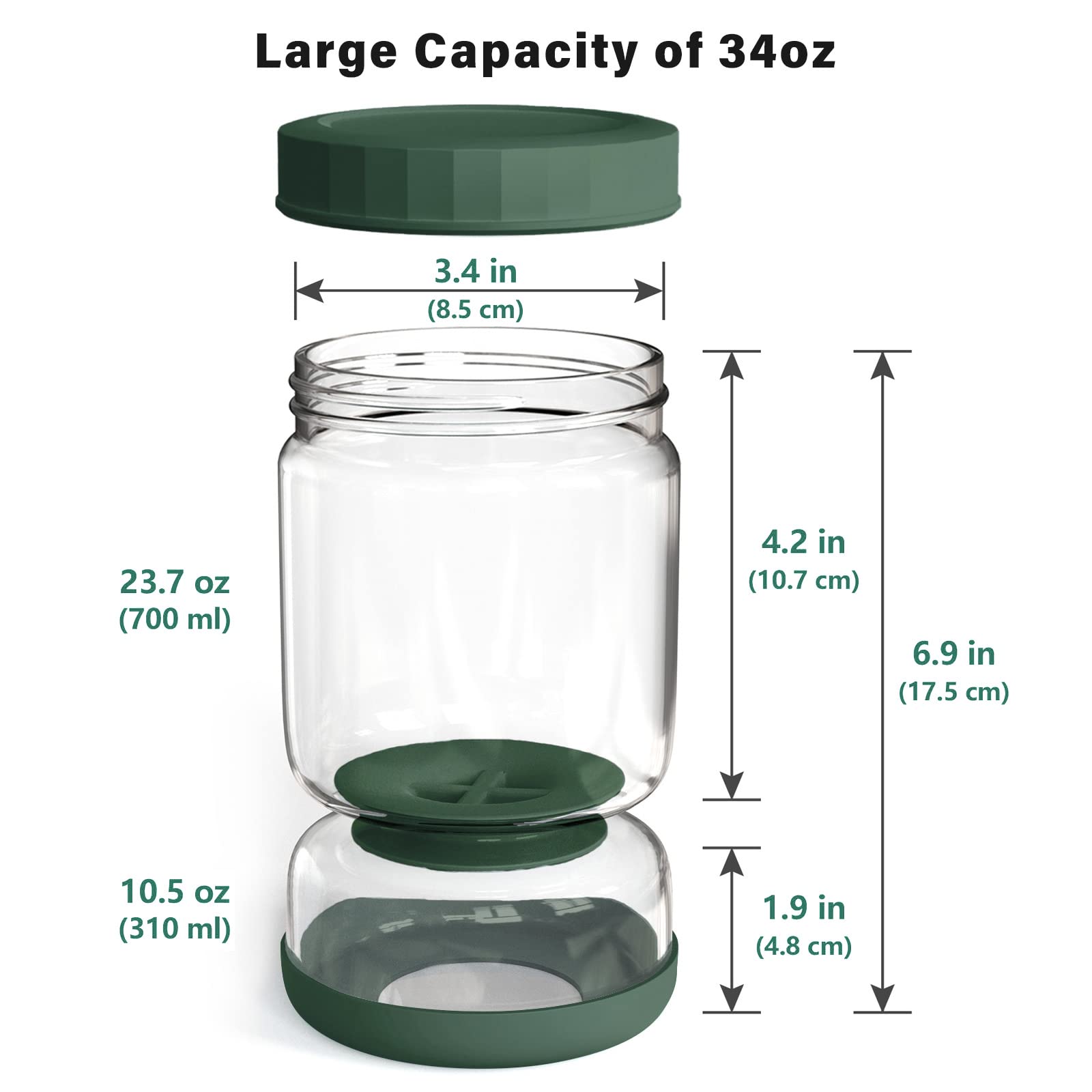 WhiteRhino wide-mouth jar with detachable strainer for easy cleaning and loading.