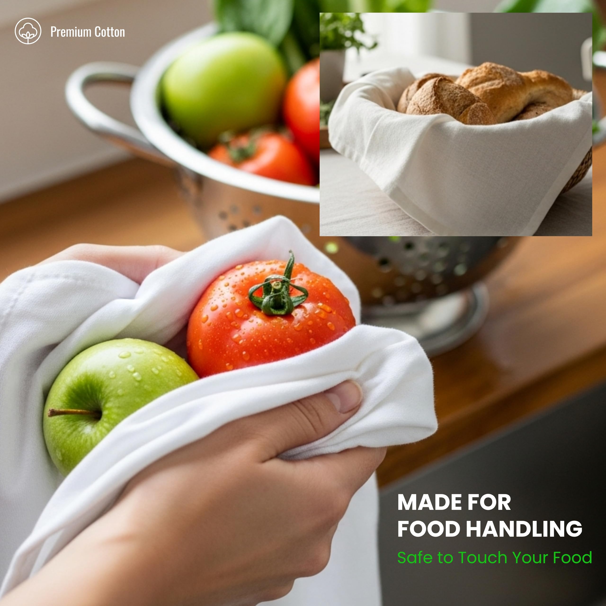 WHITEWRAP dish cloths used for cheese straining and prep cleanup.