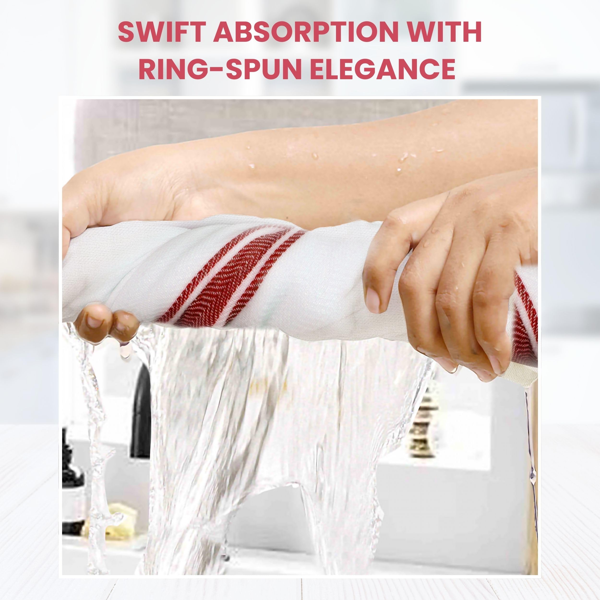 WHITEWRAP gray towels folded on counter ready for use.