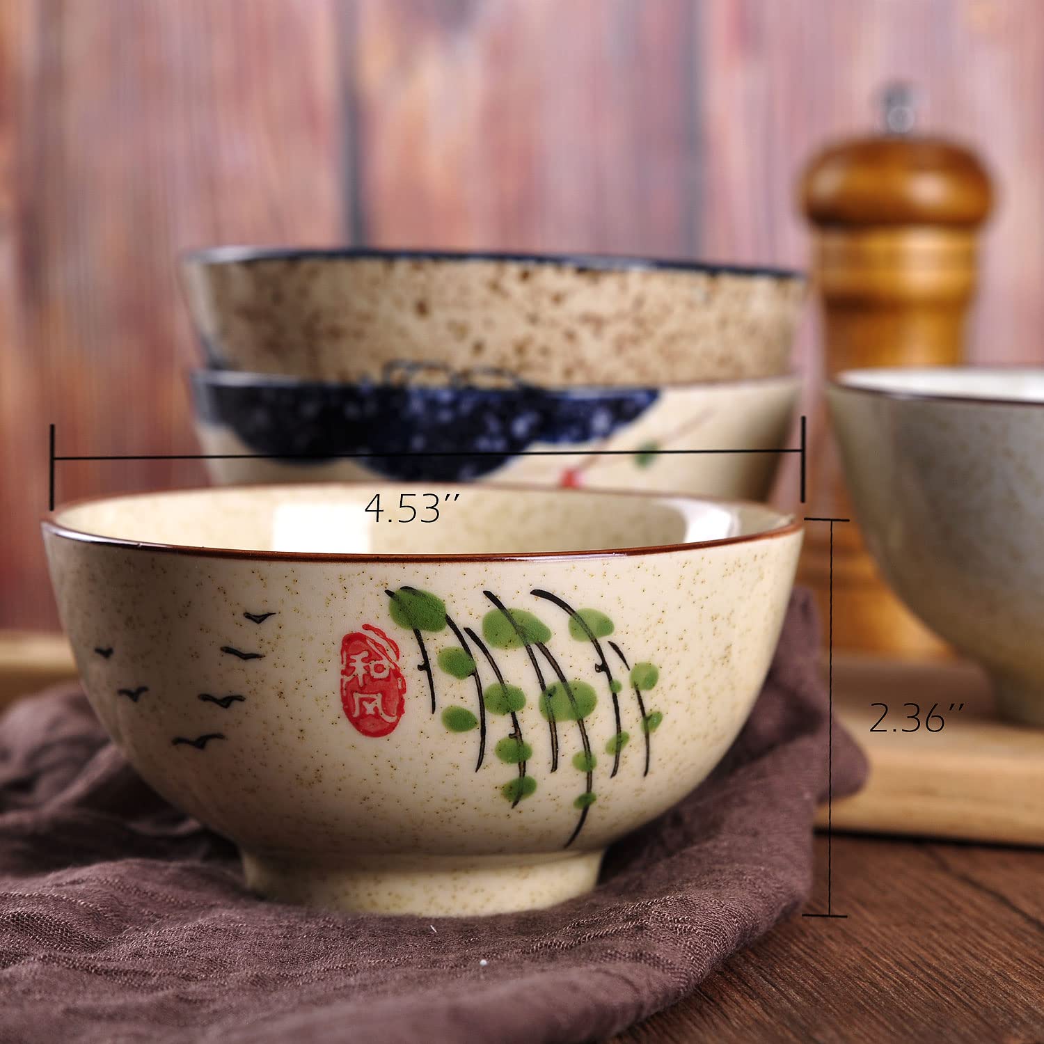 WHJY glaze detail close up showing craftsmanship on retro floral bowls