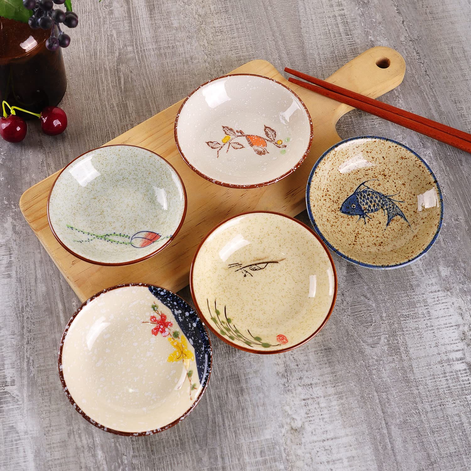 WHJY porcelain side dish measures 10x2.5 cm for portions.