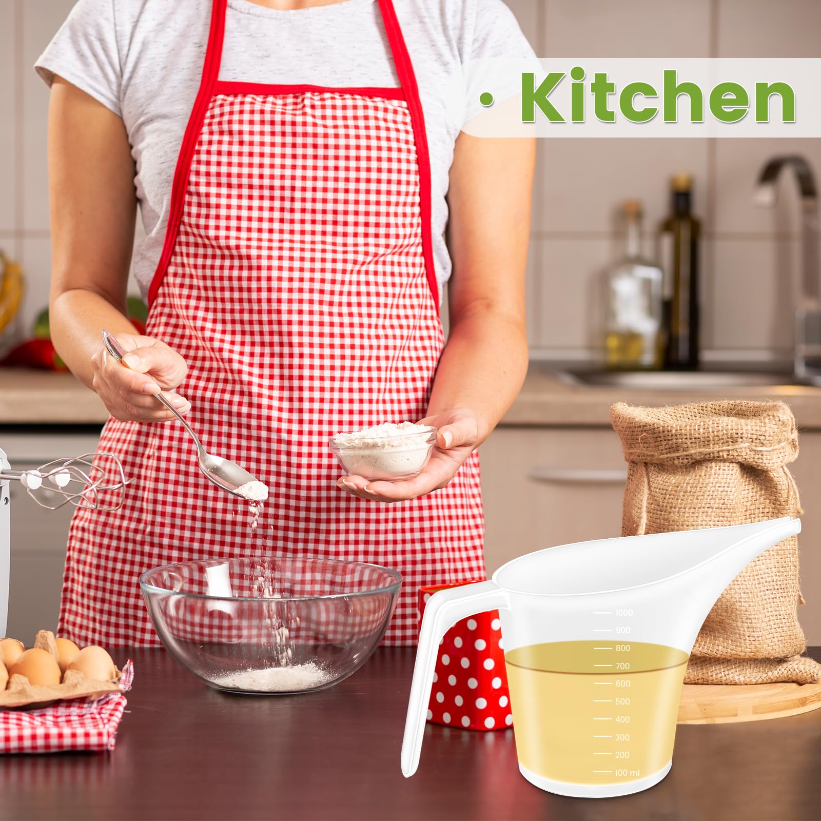 Whkvnng easy pour design reduces spills during cooking and crafts