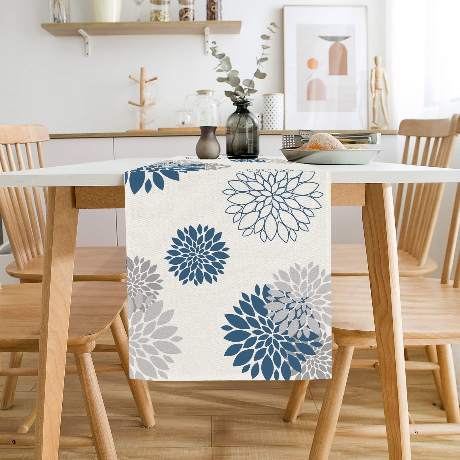 WHOMEAF pompon detail on table runner adding farmhouse charm