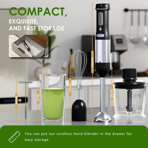 Whuto immersion blender with whisk attachment for light batters and whipped cream