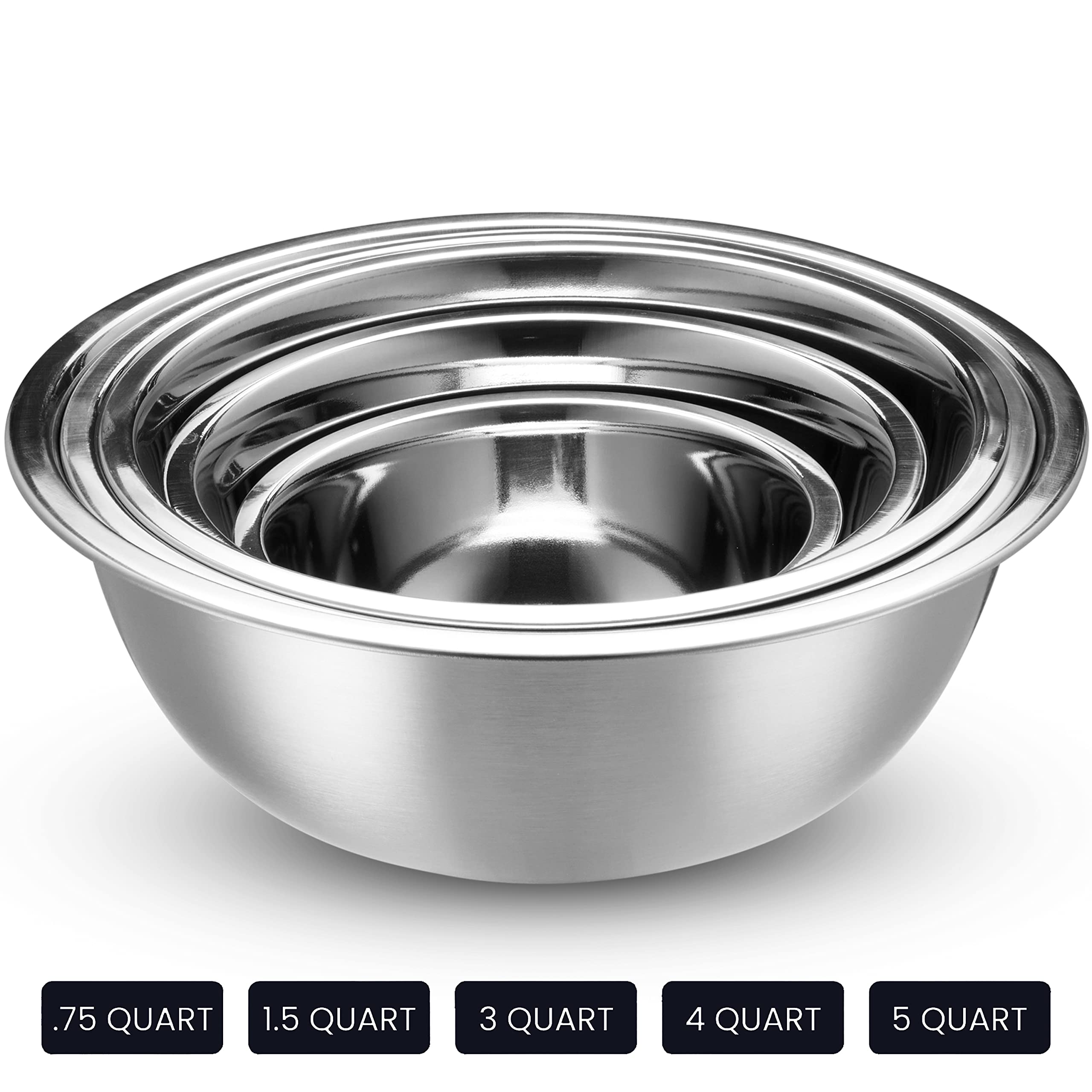 WHYSKO deep mixing bowls with brushed steel interior
