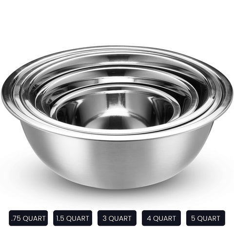 WHYSKO deep mixing bowls with brushed steel interior