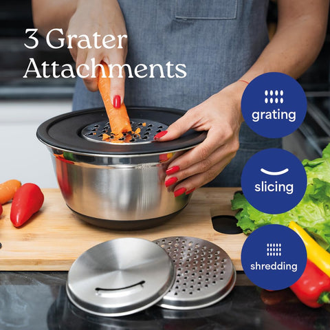 WHYSKO three grater attachments expand prep options.
