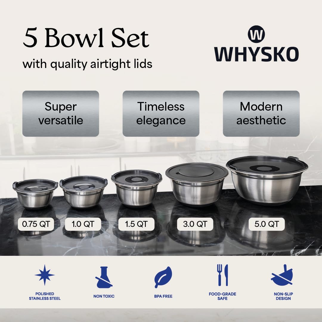 WHYSKO nesting design bowls save space and reduce clutter.
