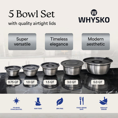 WHYSKO nesting design bowls save space and reduce clutter.