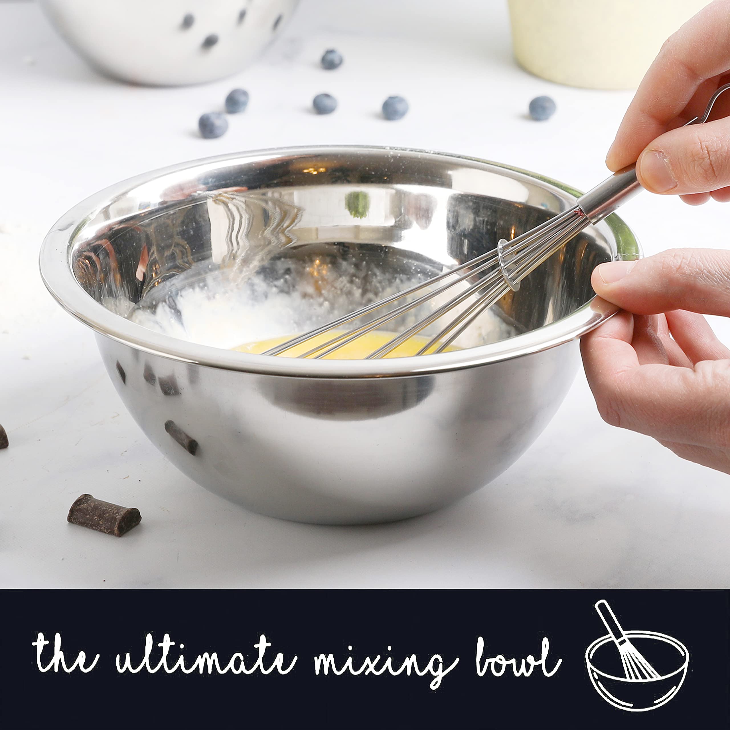 WHYSKO rust-resistant bowls provide durable performance during heavy mixing.