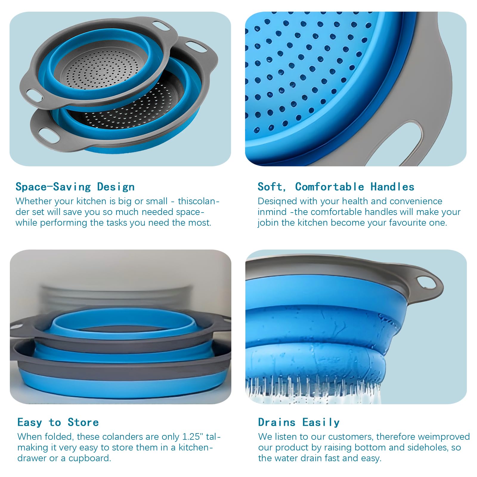WHZHAOCAI BPA-free reusable colander ideal for rinsing greens.