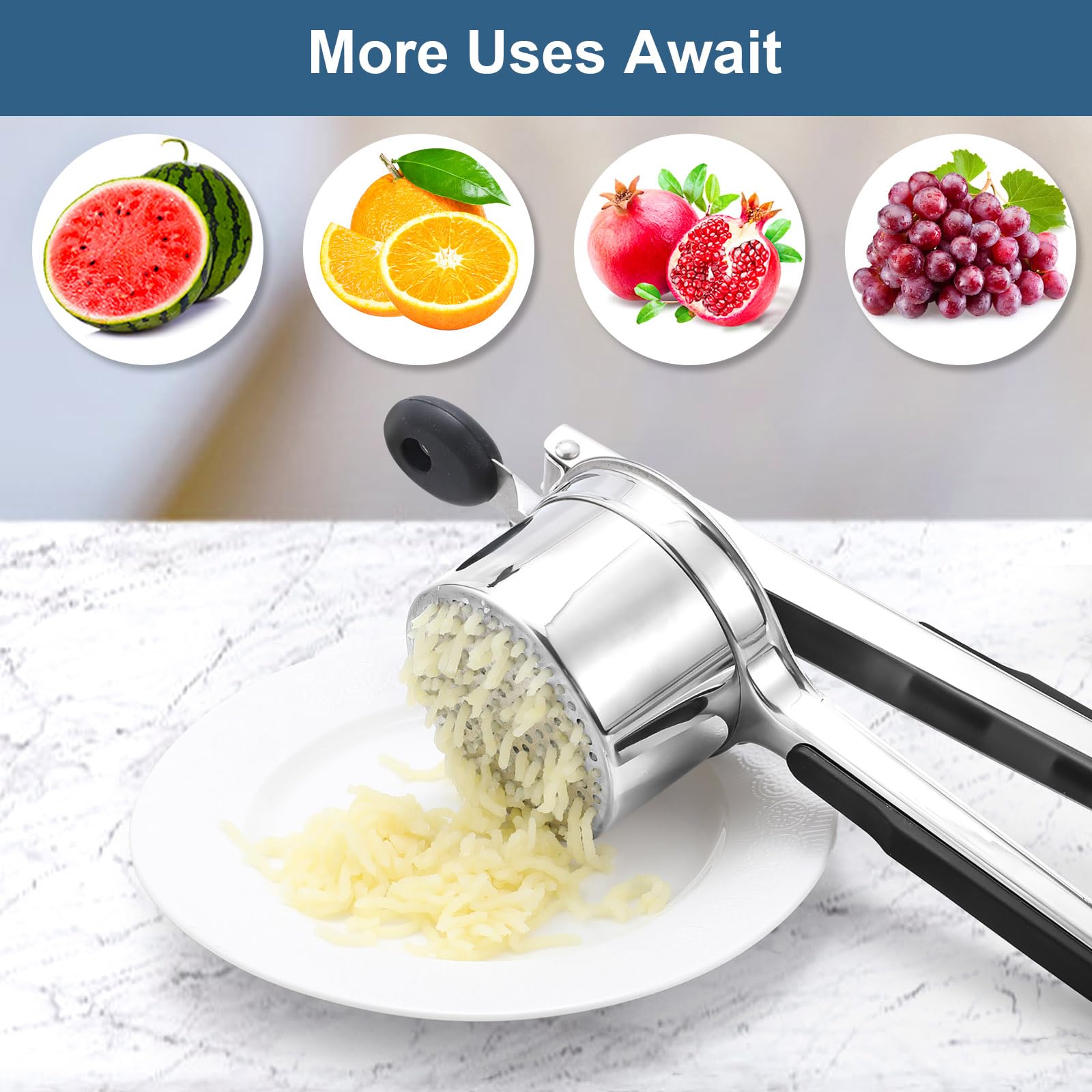 Non-slip silicone grip on WIHBOIR potato ricer for comfortable operation