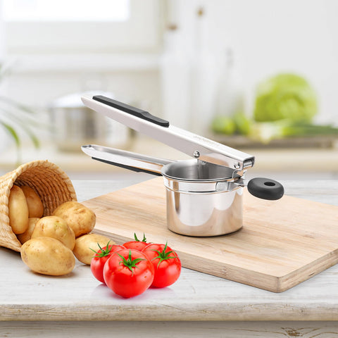 WIHBOIR ricer in use for smooth mashed potatoes and purees
