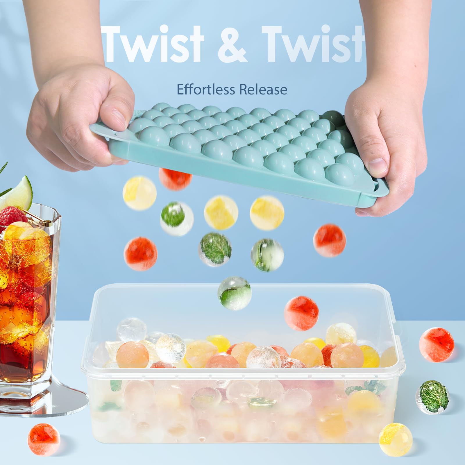 WIBIMEN compact design ice tray with bin fits small freezers.