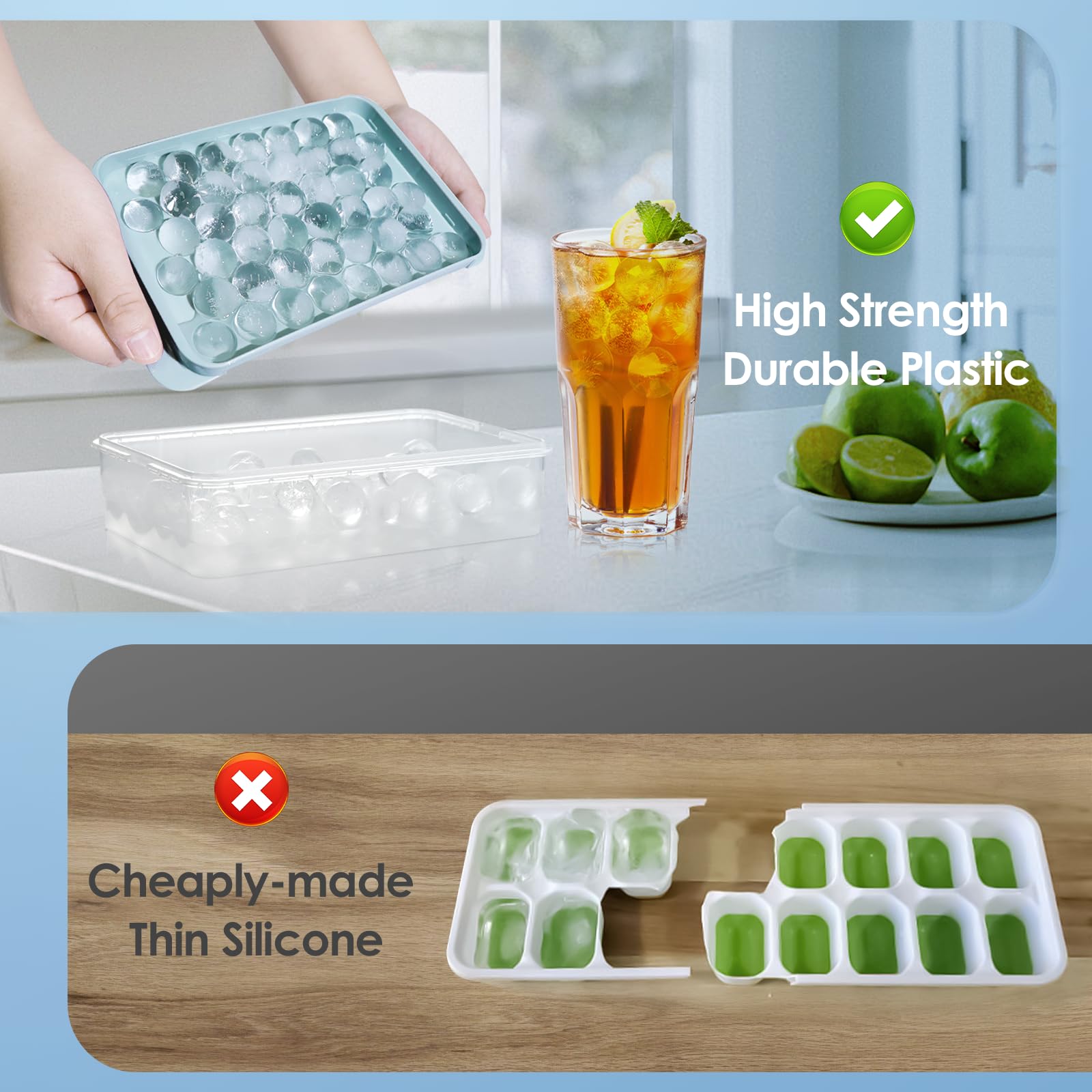 WIBIMEN durable plastic ice tray for long-lasting use.