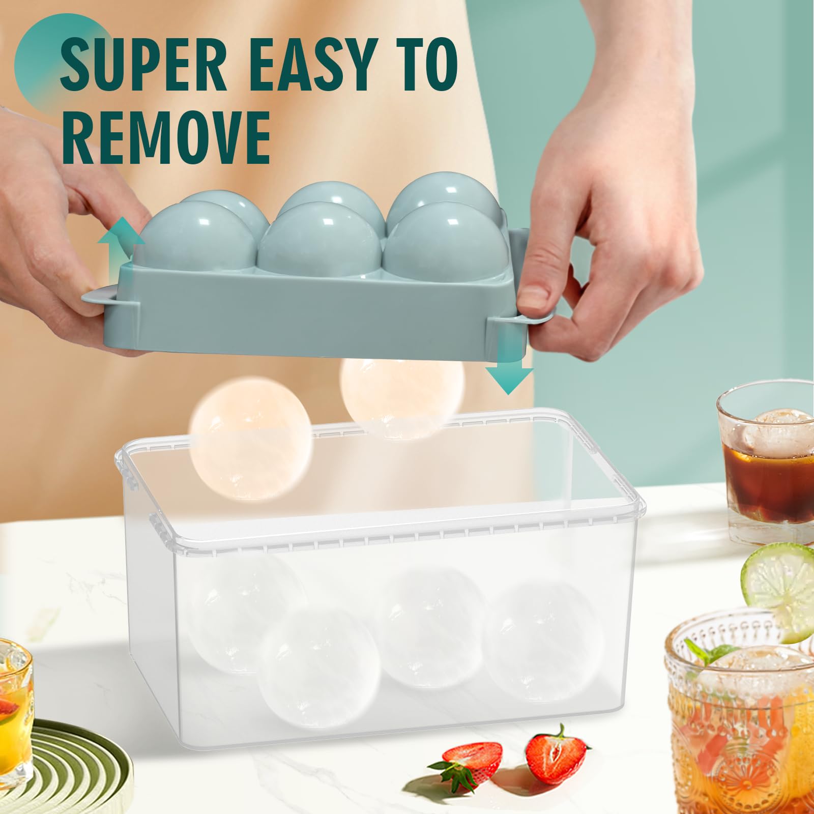 WIBIMEN ice ball mold showing easy-release twist design for removal.