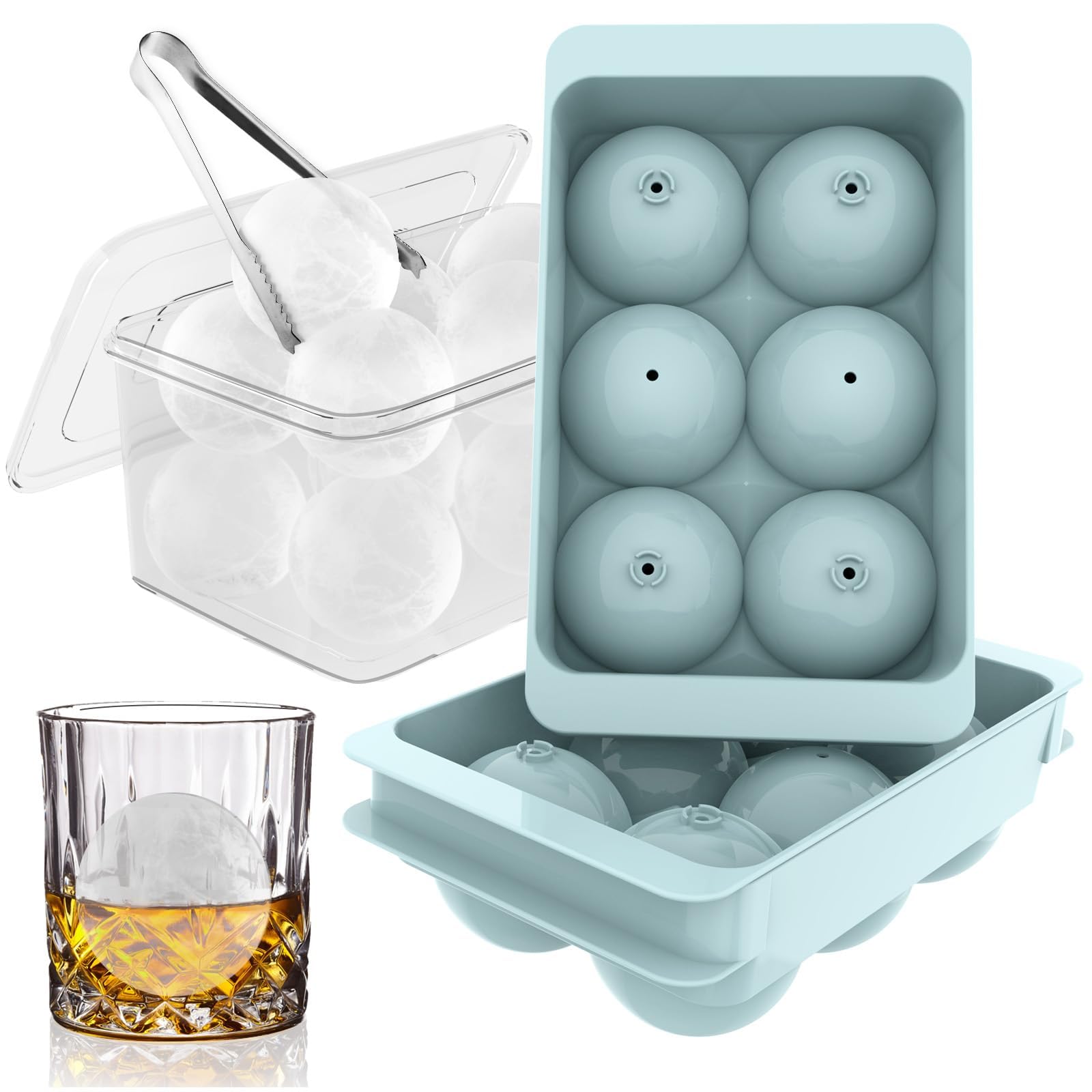 WIBIMEN large ice cube mold creates round ice balls for whiskey, 2-pack