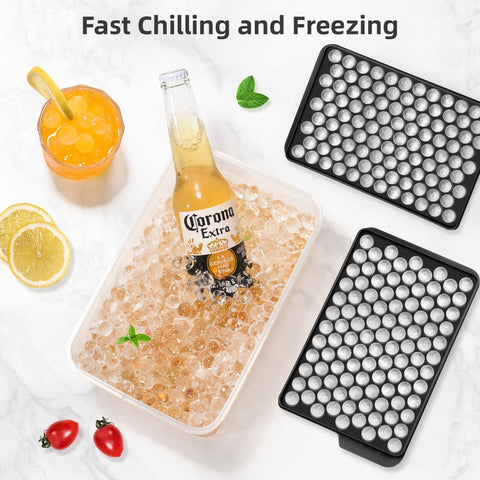 WIBIMEN mini ice tray twist-release demonstration with tiny ice spheres.
