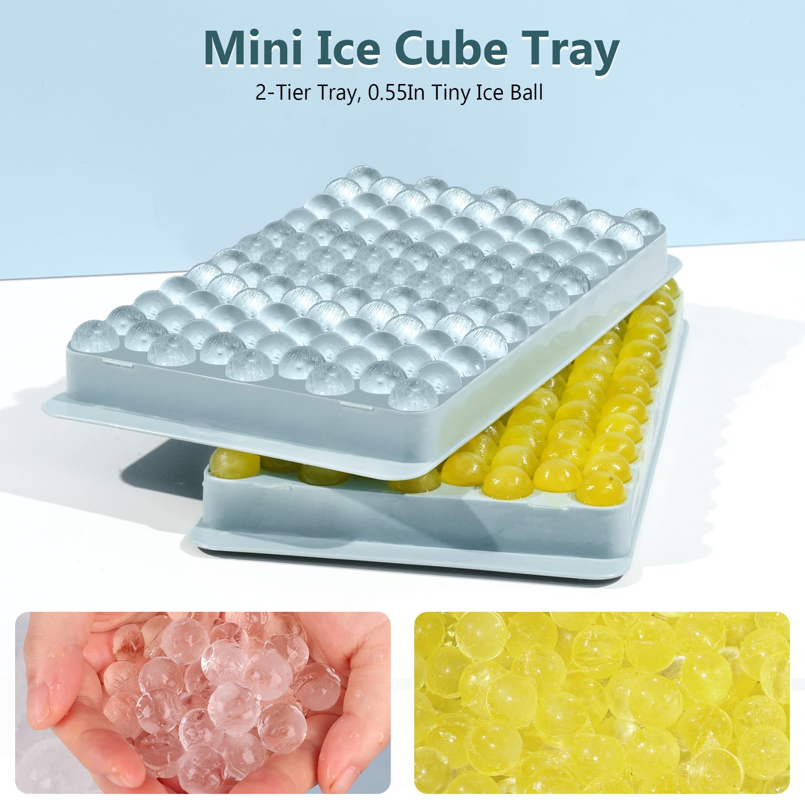 WIBIMEN blue mini ice trays suit coffee, smoothies, and cocktails.