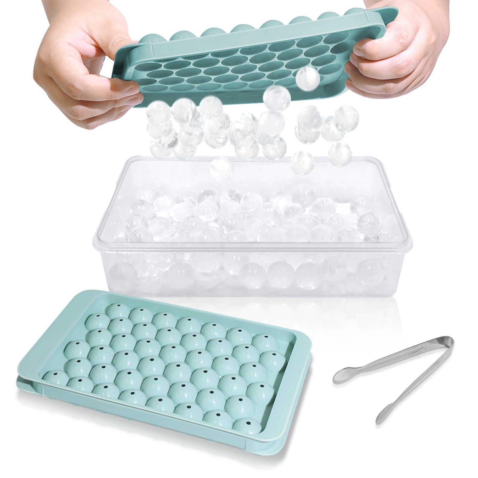 WIBIMEN round ice tray with lid for quick, easy-release ice cubes.