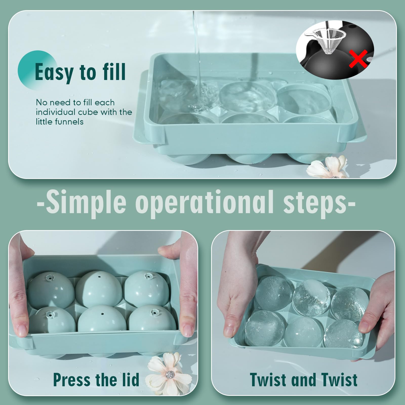 WIBIMEN ice tray with thick edges for easy twisting and removal