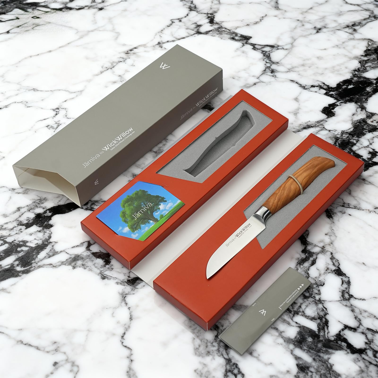 WICKWILLOW Italian olive wood handle for comfortable grip.
