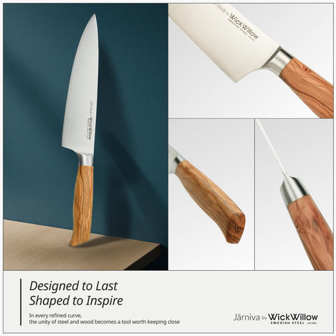 WICKWILLOW Italian olive wood handle combines comfort and beauty.