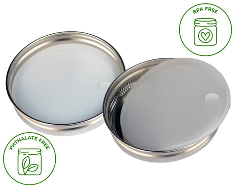 Wide-mouth lid fit demonstration showing snug seal on common jars.