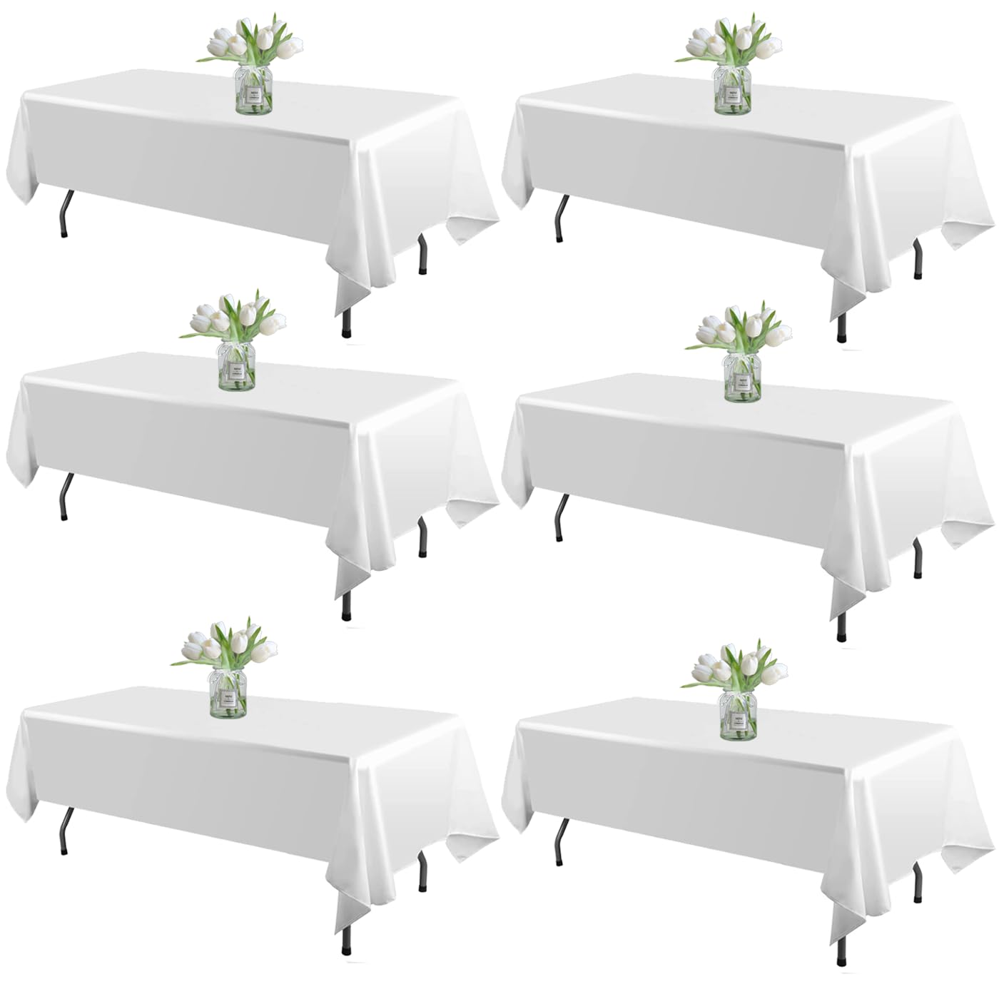 WIGENIUS 6-pack white tablecloth 60x102 inch on table for a sleek dining setup.