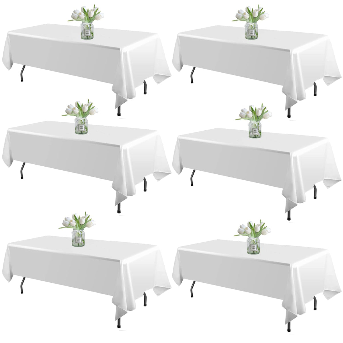 WIGENIUS 6-pack white tablecloth 60x102 inch on table for a sleek dining setup.