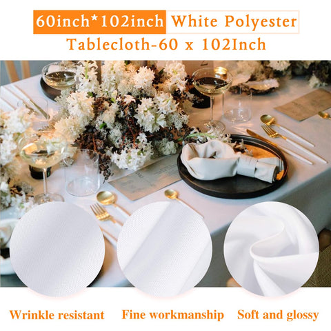 WIGENIUS white tablecloth 60x102 inch ideal for weddings and banquets.