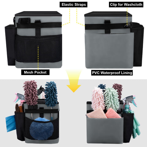 Wigojoy cleaning caddy bag adjustable shoulder strap for comfortable transport.