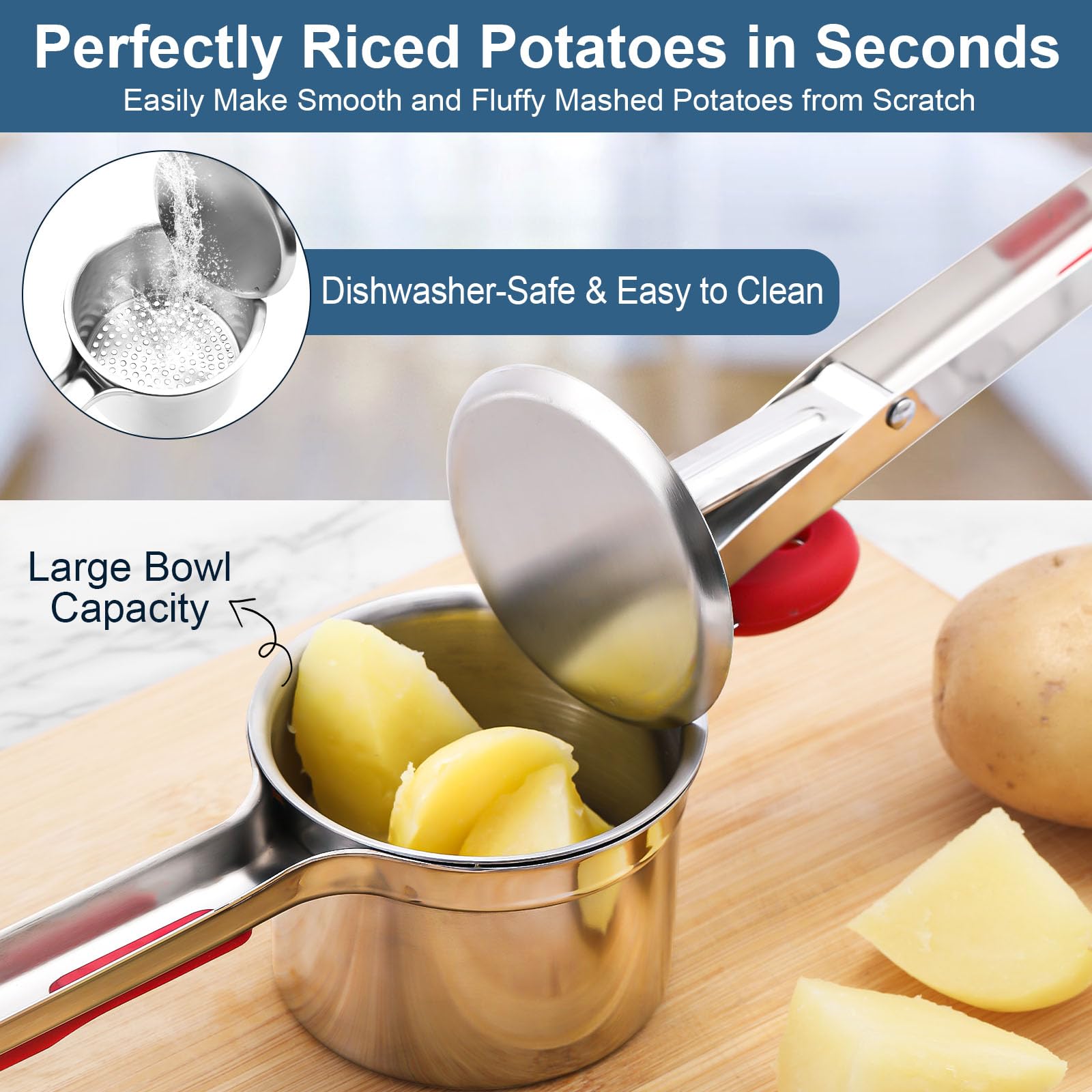 Versatile WIHBOIR ricer handling potatoes, carrots, squash, and tomatoes
