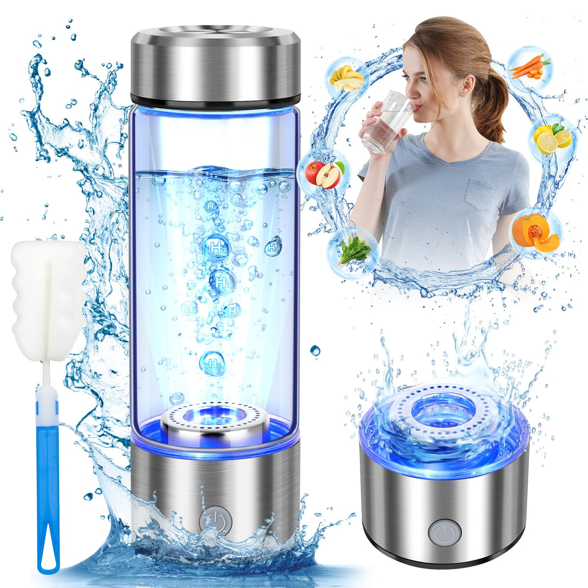 WIYYH 2025 upgrade hydrogen bottle front view for travel hydration.